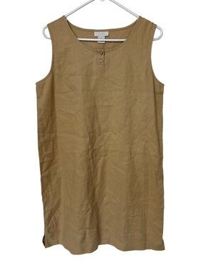 J. Jill Vintage Sleeveless Linen Dress in Warm Tan Size M